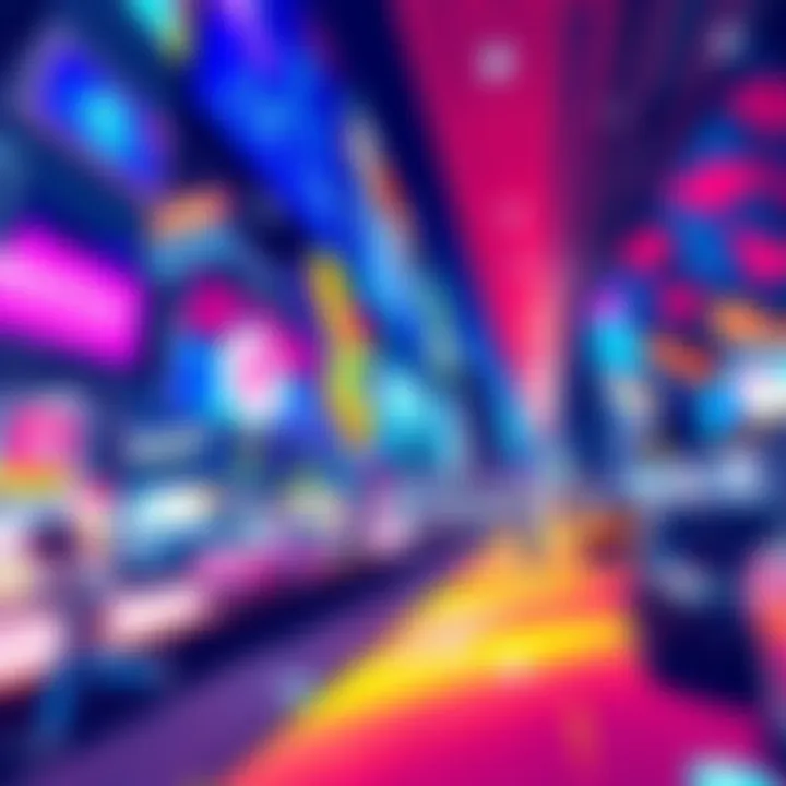 A vibrant artwork showcasing graphic realism with bold colors and intense detail, depicting a modern scene.