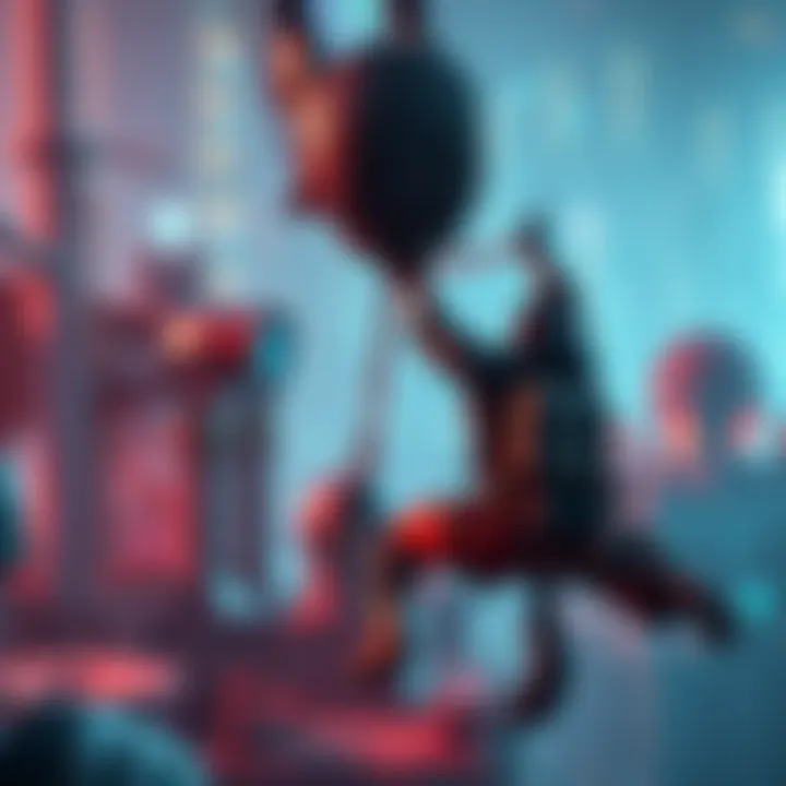 Grapple Point Mechanics A player manipulating a grapple point to reach high altitudes in a game environment.