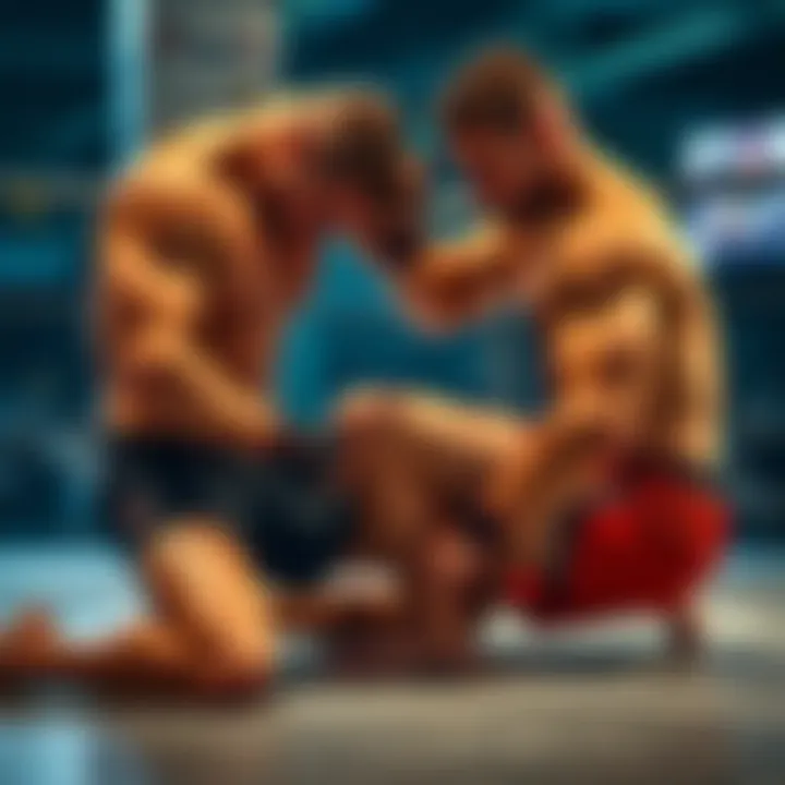 Athletes engaging in a grappling session, demonstrating the New Grapple Cancel Method