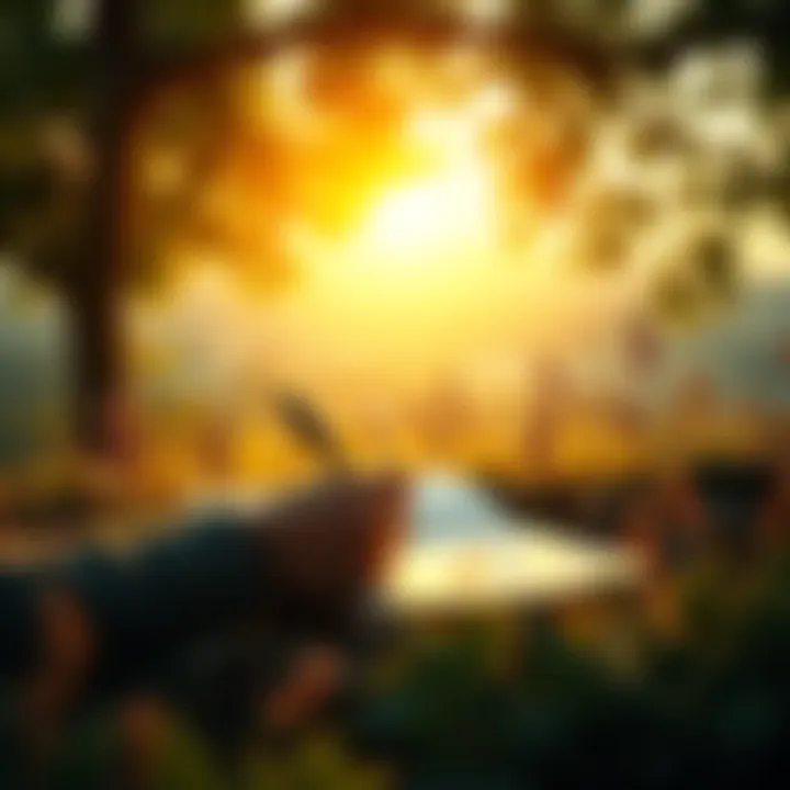 Gratitude in Daily Life A person writing in a gratitude journal surrounded by nature, reflecting on positive experiences.