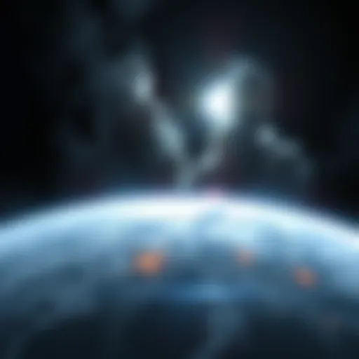 An abstract representation of Gravemind's focus on Earth, with shadows looming over the planet and hints of the Gravemind's presence indicated in dark colors.