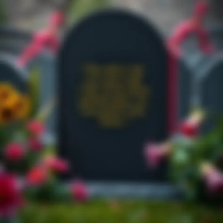 A gravestone featuring a memorable quote from Deus Ex, surrounded by flowers and greenery.