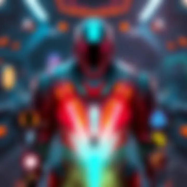 A character in a sci-fi setting showcasing a Graviton Spike with glowing energy effects, surrounded by various armor mods and abilities icons.