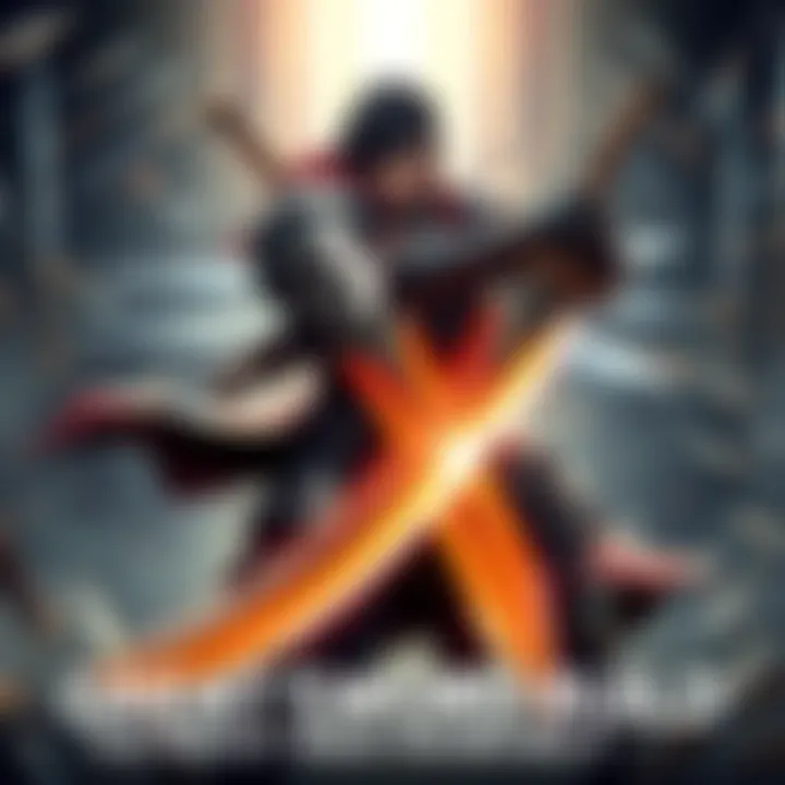 A character wielding a Great Sword in a dynamic battle pose surrounded by armor pieces and weapon options