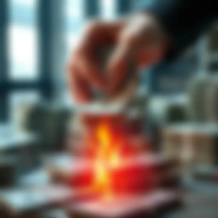 Greedy hands grabbing money A pair of hands reaching out to grab stacks of money, symbolizing greed.