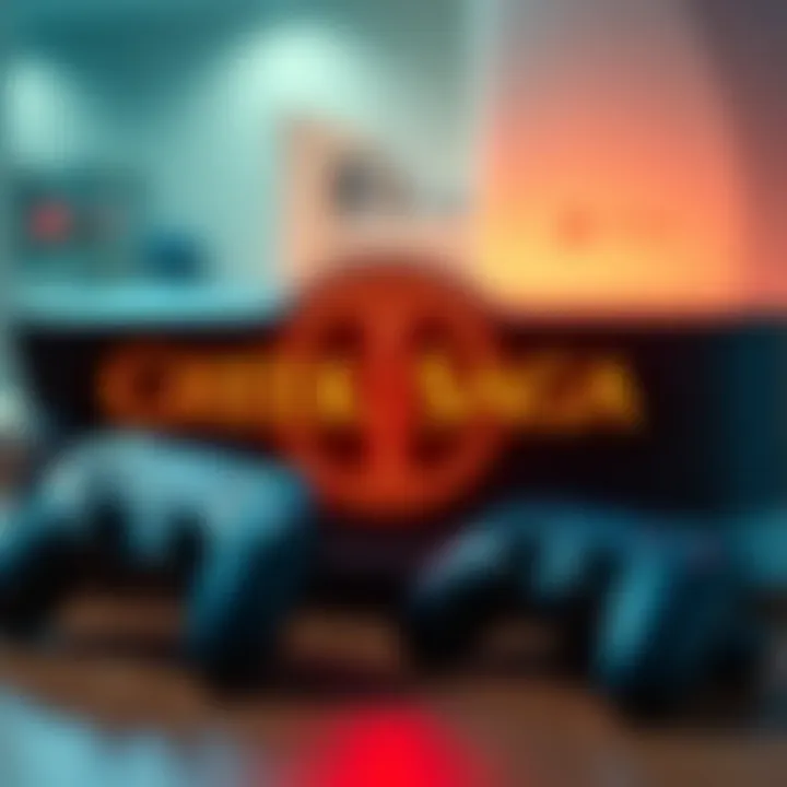 A graphic showing the Greek Saga logo with game controllers and a PS5 console in the background