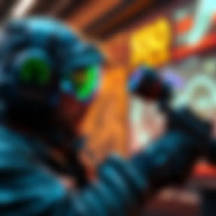 Green and blue weapons comparison A gamer analyzing the differences between a green weapon and a blue weapon in a video game, highlighting brand names like VLADOF and DAHL.