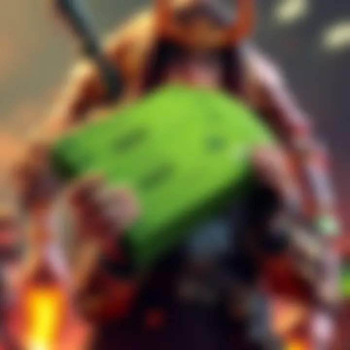 A player holding a large stack of 697 green ETA Vouchers after defeating the Infernal Walker, looking excited and surprised.