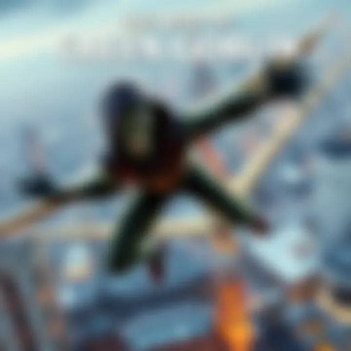 The Green Goblin, a menacing figure with a goblin-like mask, flying on a glider above a city, showcasing his villainous nature.
