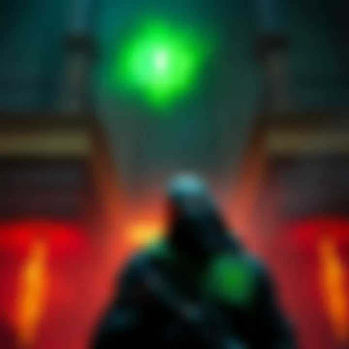 A rogue character in a dark zone with a green heal icon above, indicating unexpected armor recovery without an active skill.