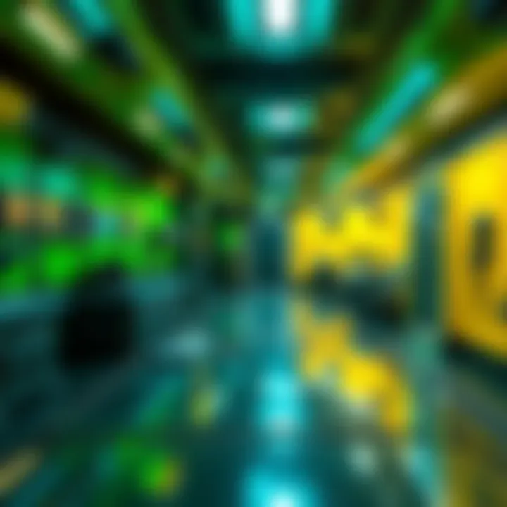 A view of the green and yellow rooms on Outpost showing in-game items like implants and armory loot.