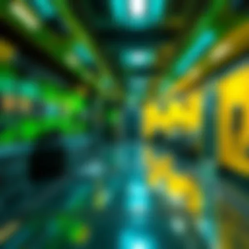 Green and Yellow Rooms on Outpost A view of the green and yellow rooms on Outpost showing in-game items like implants and armory loot.