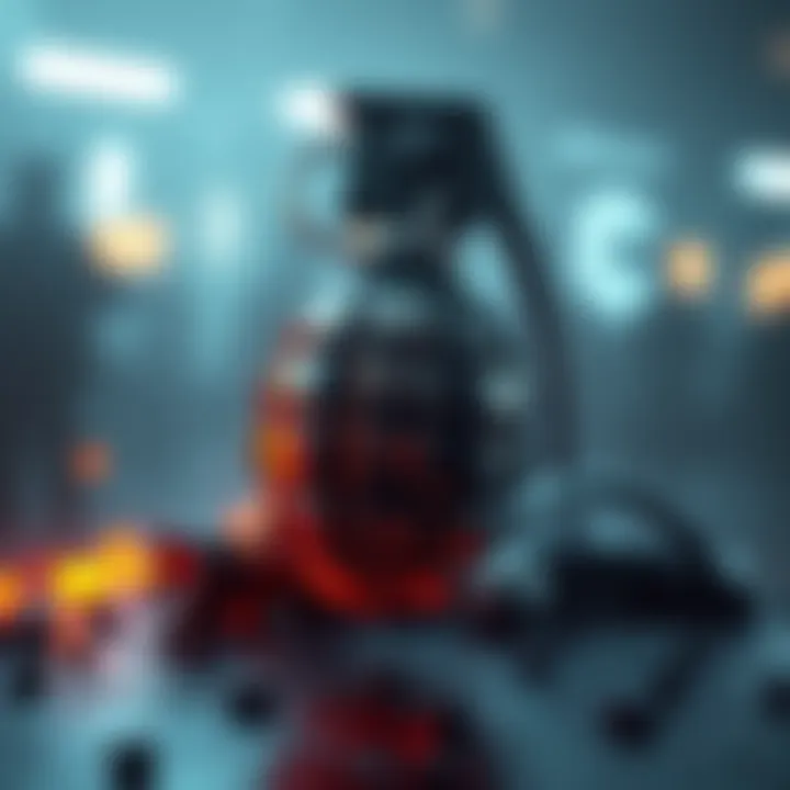 A concept image showing a grenade with new mechanics being discussed in a gaming forum, featuring sketches of explosive dynamics and gameplay enhancements.