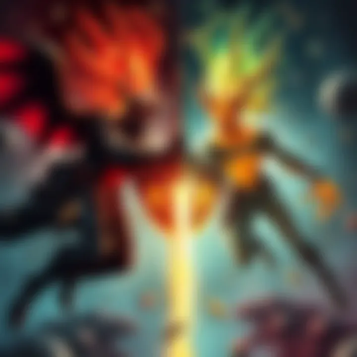 An illustration showing Grendel's spawn affecting liches on one side, while Atlas's spawn influences toxins on the other side, highlighting their contrasting game mechanics.