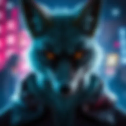 A close-up of the character Grey Fox, showcasing detailed features and a mysterious aura, set against a vibrant game background.