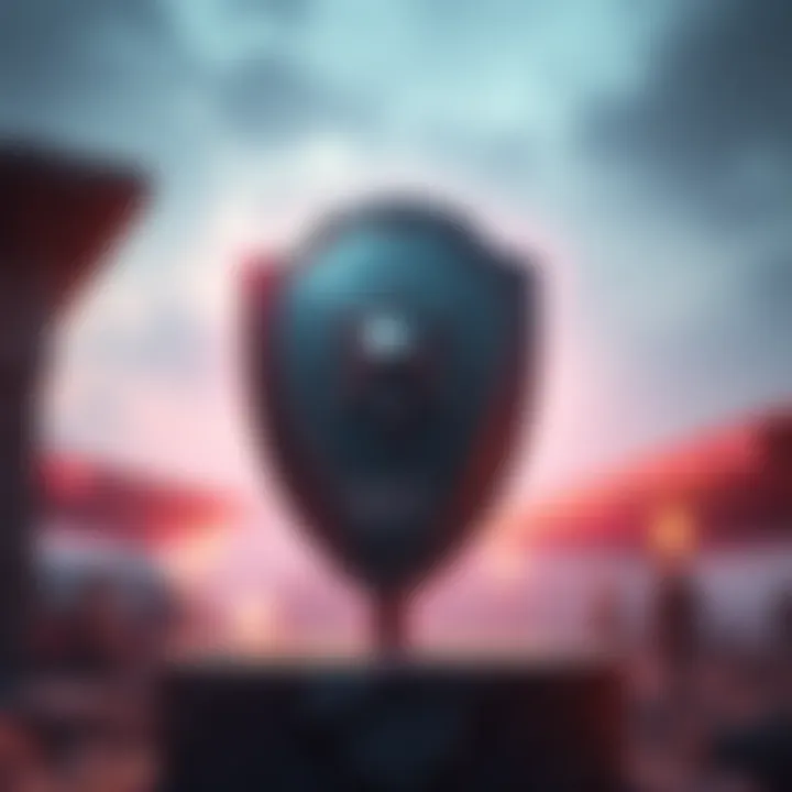 A grey shield displayed prominently at Outpost, symbolizing community support and choices.