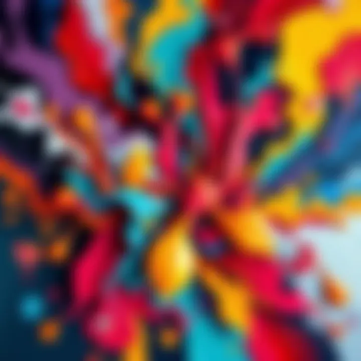 A vibrant painting by Grezzirossi showcasing bold colors and expressive forms that connect with viewers on an emotional level