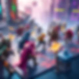 A vibrant scene showing colorful characters engaged in grid-style combat on a strategic board