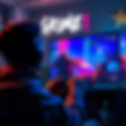 A gamer playing Grime 1 on a PS5, focused on the screen with a character in action, showing vibrant graphics and intense gameplay.