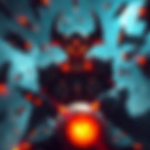 An illustration of the Grineer Queen Ned Ayno surrounded by obstacles, representing the challenges in taking her down.