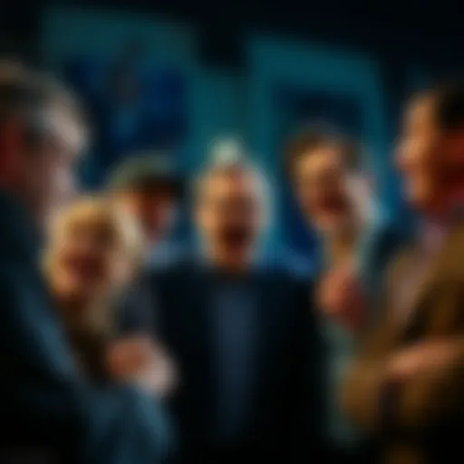 A group of people passionately debating, showing strong emotions and unwavering loyalty to their views.