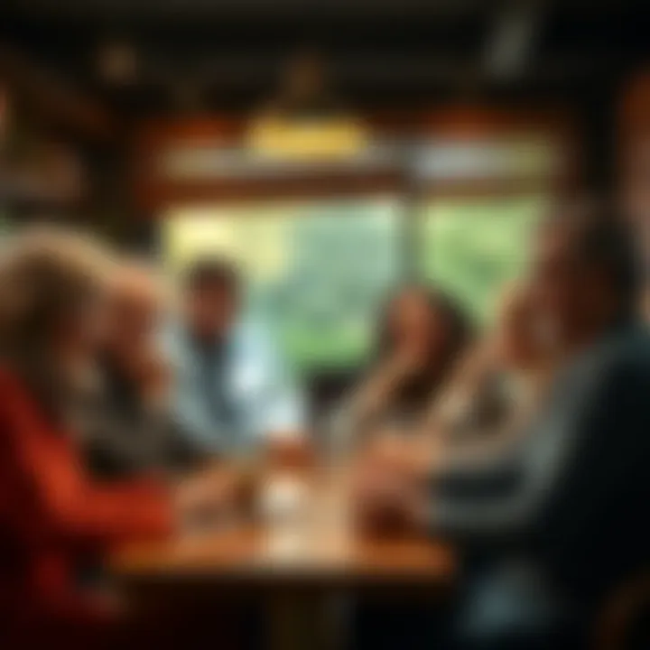 A group of people engaged in a serious discussion about unsettling ideas in a cozy coffee shop setting, showing various reactions on their faces.