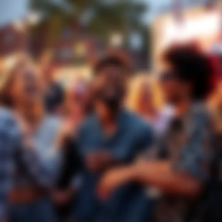 A group of people laughing and participating in slamming at a lively outdoor event