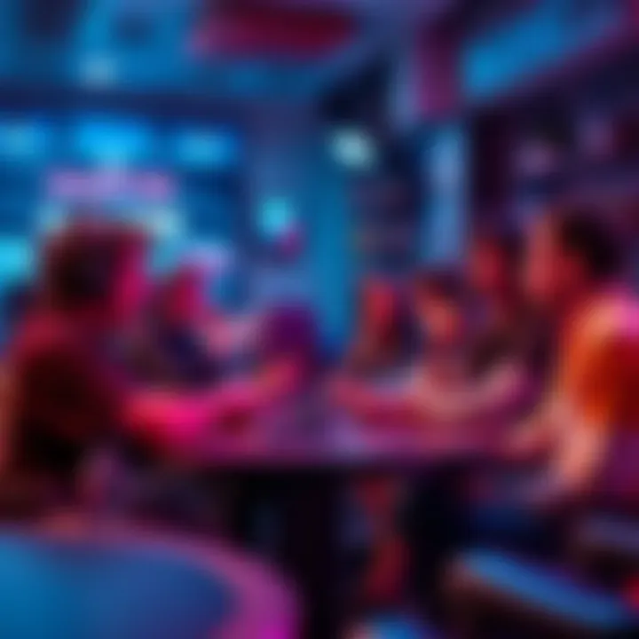 A diverse group of gamers passionately debating in a gaming lounge, showcasing contrasting opinions on gaming culture.