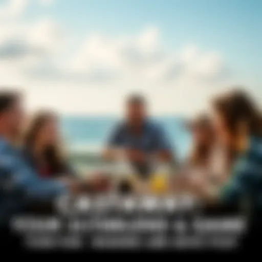 Friends and family enjoying the Castaway game outdoors, laughing and participating in fun challenges together.