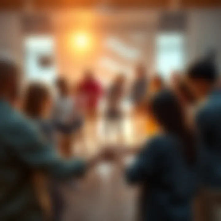 A diverse group of people holding hands and praying in a circle, showing support for each other during tough times.