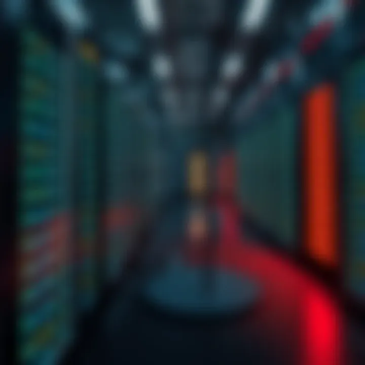 Growing Data Centers A modern data center with rows of servers and bright LED lights, showcasing the trend of new establishments in technology.