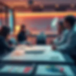 A group meeting discussing Destiny's growth plans for the Netherlands, featuring maps and charts on a table.