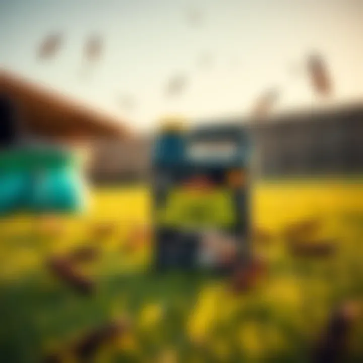 Grub Killer product displayed to control locusts in a yard