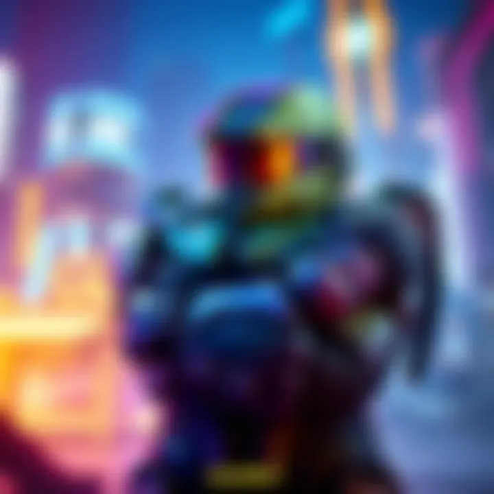 A Grunt character from Halo Infinite giving a hug to a player character in a vibrant game environment