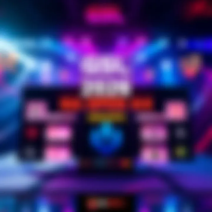 Colorful graphic representing the group lineups for the GSL 2026 NA Open #4 gaming tournament with game icons and team logos