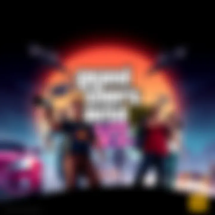 Grand Theft Auto VI Announcement Rockstar Games announces Grand Theft Auto VI release date with a promotional graphic featuring iconic elements from the game series.