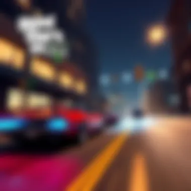 A screenshot of GTA 5 gameplay showing high-speed action on a city street