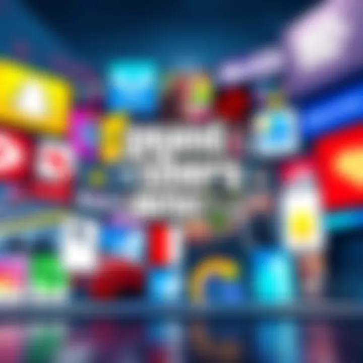 A colorful montage of various brand ads featured in GTA 6, showcasing logos and creative designs in a lively gaming environment.