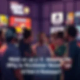 Group of fans discussing the delay of GTA 6 updates, with gaming posters in the background