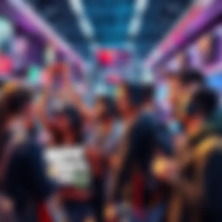 A group of gamers excitedly shopping for new hardware and gaming accessories for Grand Theft Auto 6