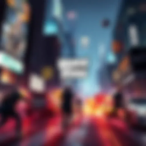 GTA6 game cover featuring vibrant graphics of urban chaos and action scenes