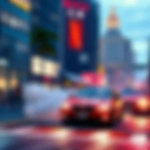 GTA 6 Gameplay Leak A scene from GTA 6 showing an action-packed moment with vehicles and characters in a vibrant city environment.