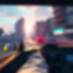 GTA 6 gameplay scene A scene from GTA 6 showing a character driving a car in an urban setting with familiar landscapes