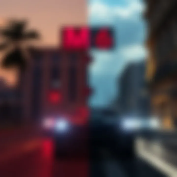 Side-by-side comparison of GTA 6 graphics and GTA V with mods showing enhanced visual details