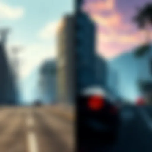 Side-by-side comparison of GTA 6 graphics and enhanced GTA 5 on high-end PC, showing advanced visuals and textures