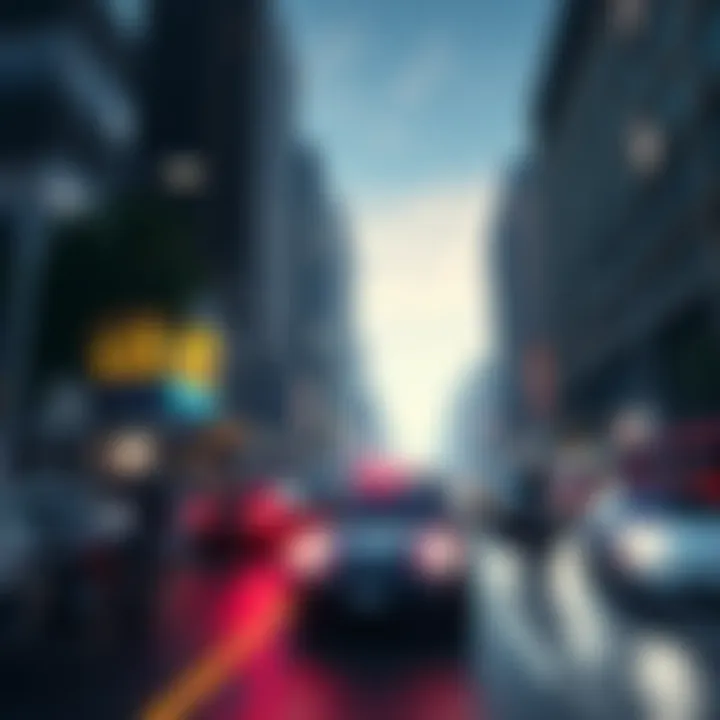 A still from the leaked GTA 6 clip showing a city street scene with vehicles and characters