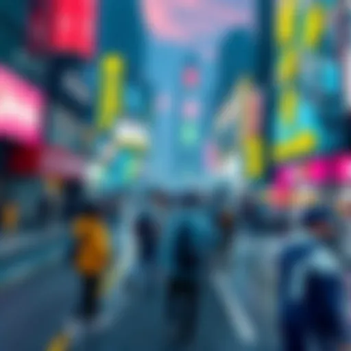 Various NPCs interacting in a vibrant city environment, showcasing dynamic random events powered by advanced AI.