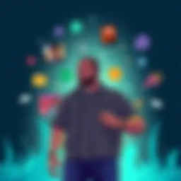 An illustration showing a popular video game character from GTA 6 Online with game icons and community reactions overlayed.