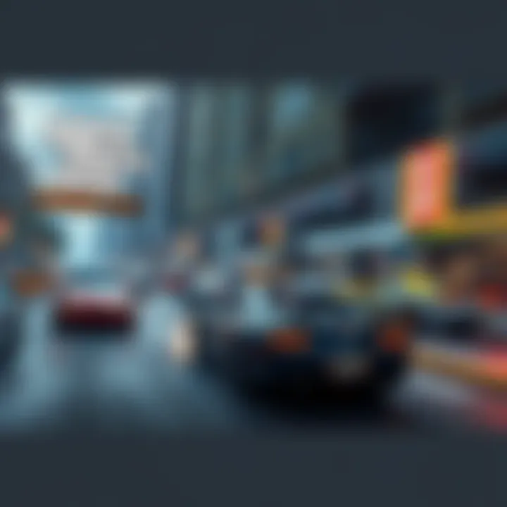 Grand Theft Auto Carcer City Gameplay A thrilling scene from Grand Theft Auto: Carcer City showcasing players racing in an urban environment with detailed city buildings and cars.