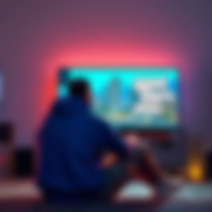 A gamer sitting in front of a TV, transferring their GTA Online profile from an Xbox One to a new generation console.